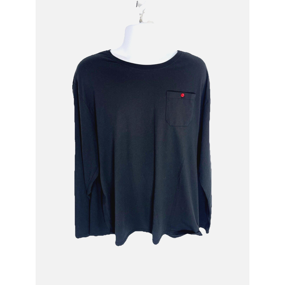 Zimmerli of Switzerland Mens Black Long Sleeve T-shirt Red Button Pocket Size XL